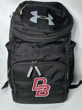 Under Armour Undeniable 3.0 Black Backpack with Gray Logo and Maroon DB Patch